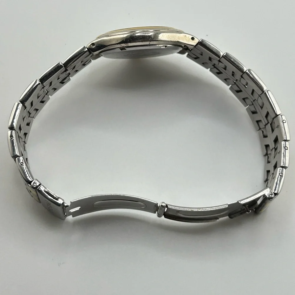 Pulsar Watch Men 35mm White Dial Two Tone Date Round #509